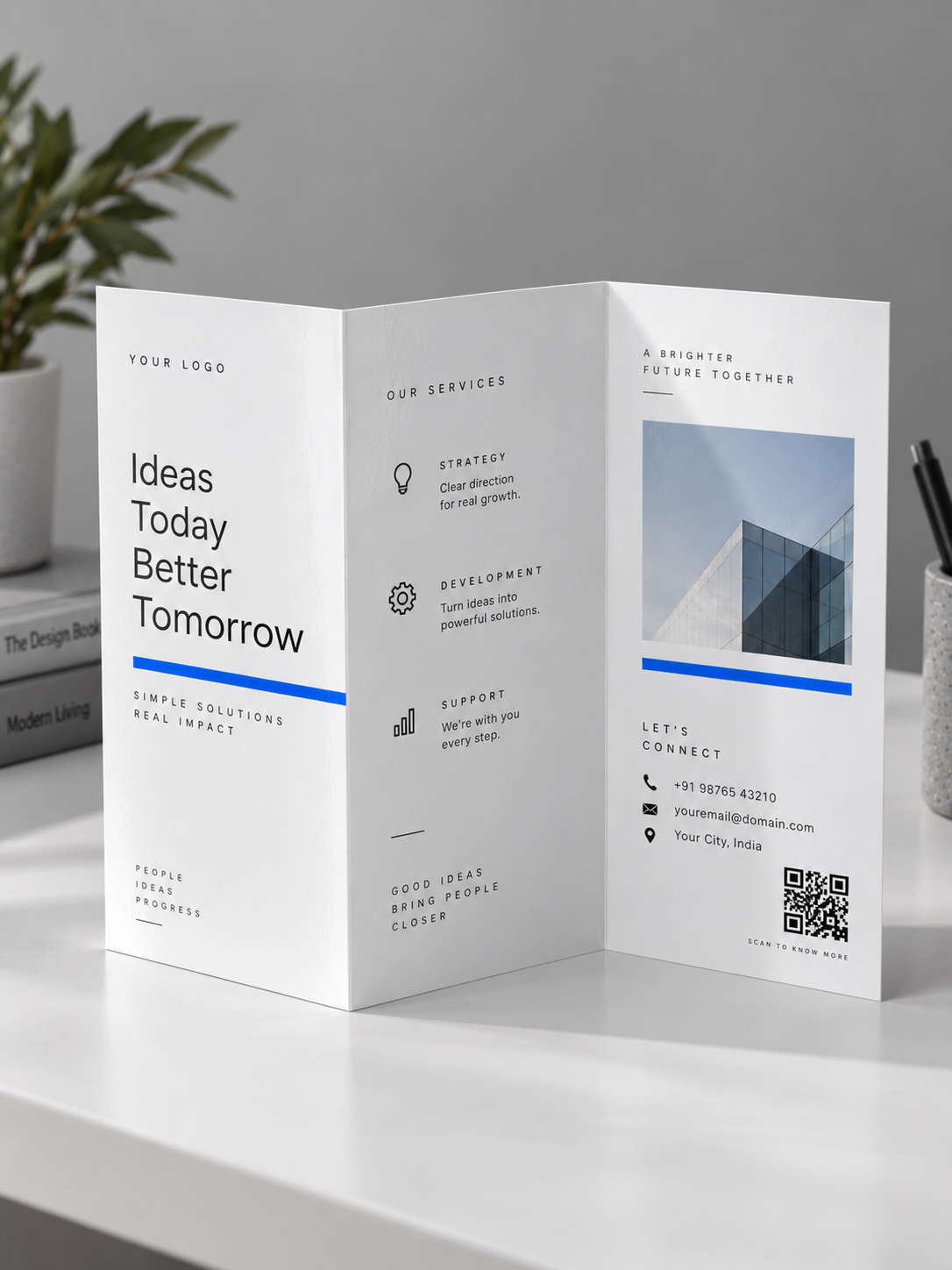 Pamphlet with QR code — expand printed information with interactive content and measure reach in real time
